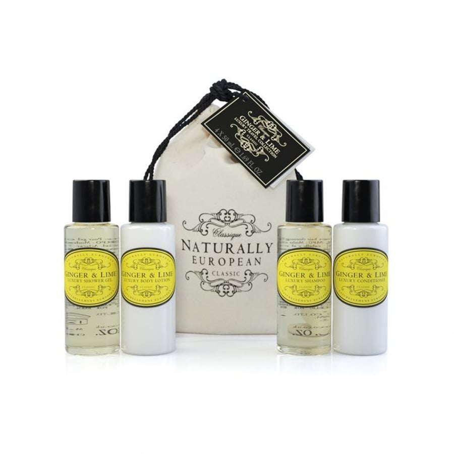 Naturally European Ferðasett í Flauelspoka Ginger & Lime 4 x 50 ml