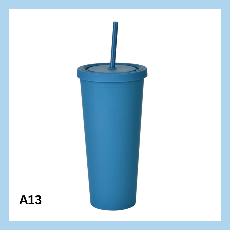 700ml glas með röri – 17 litir - A9