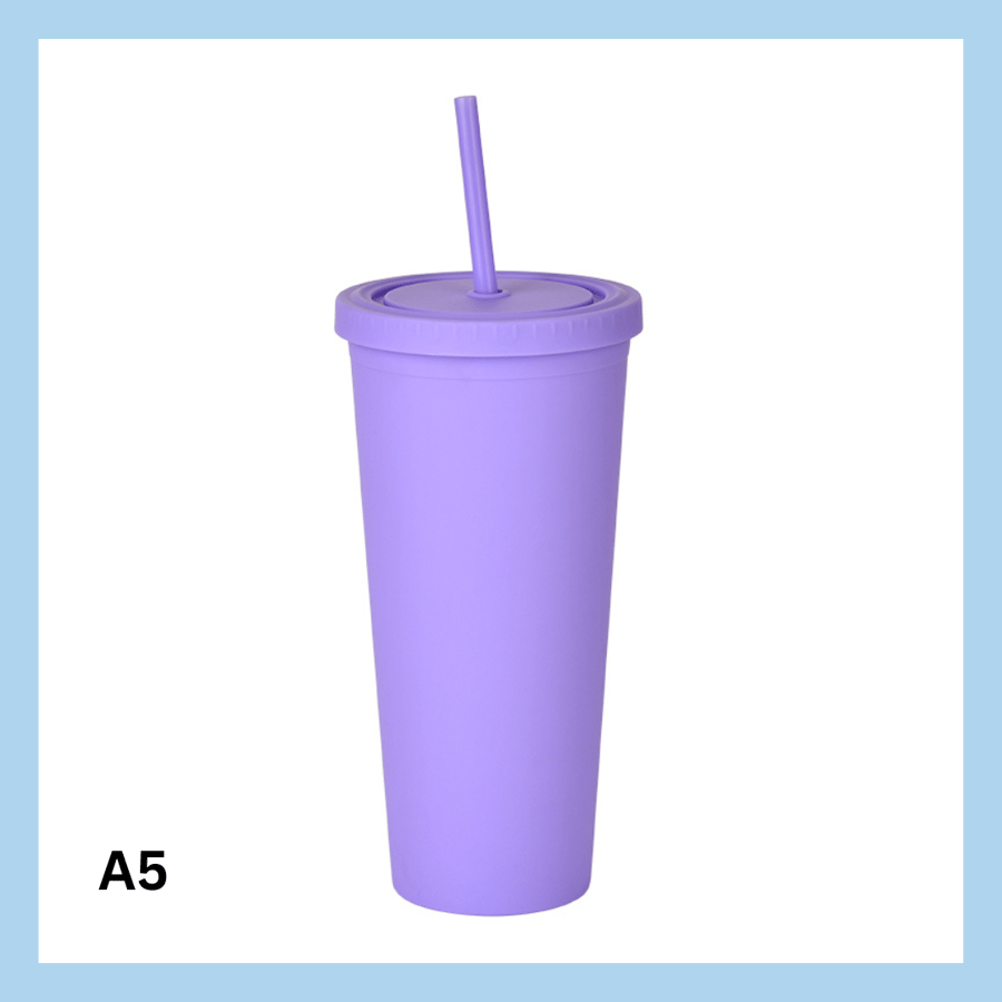 700ml glas með röri – 17 litir - A9