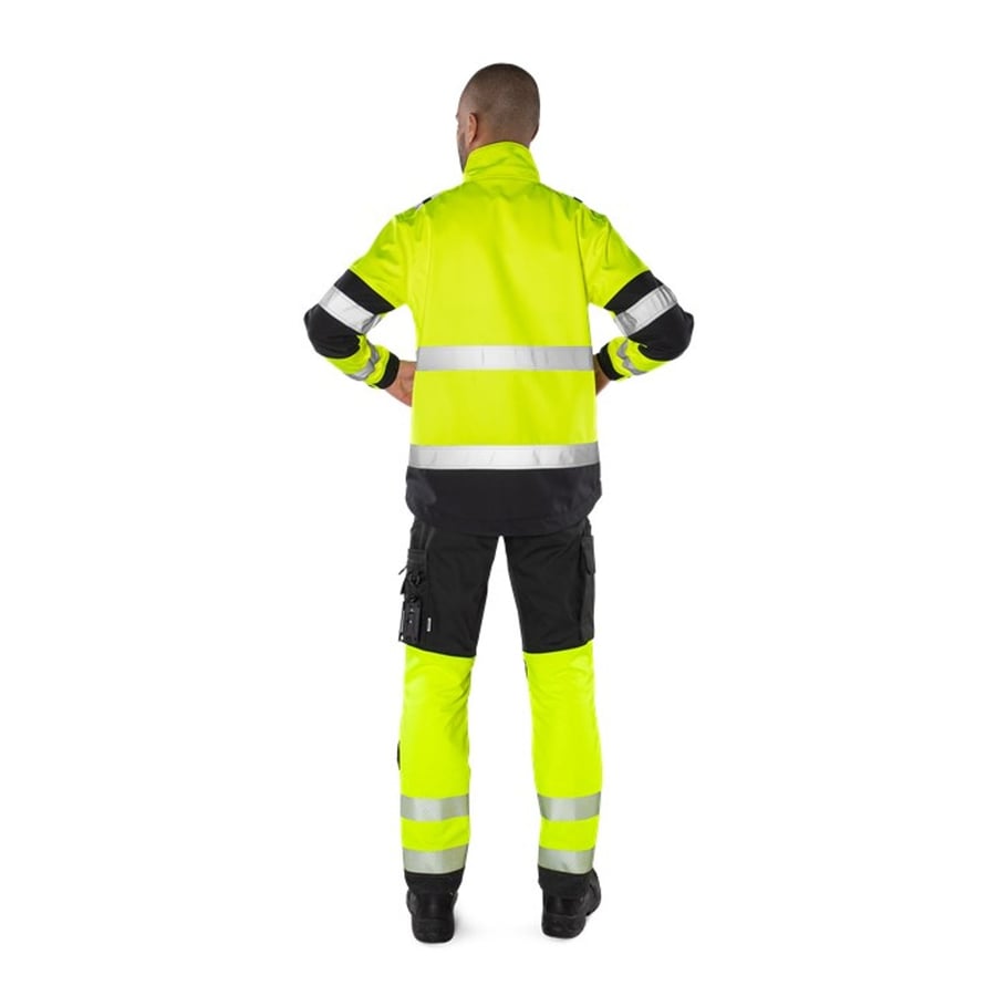 Fristads Stiby buxur með teygju HiViz gular/svartar