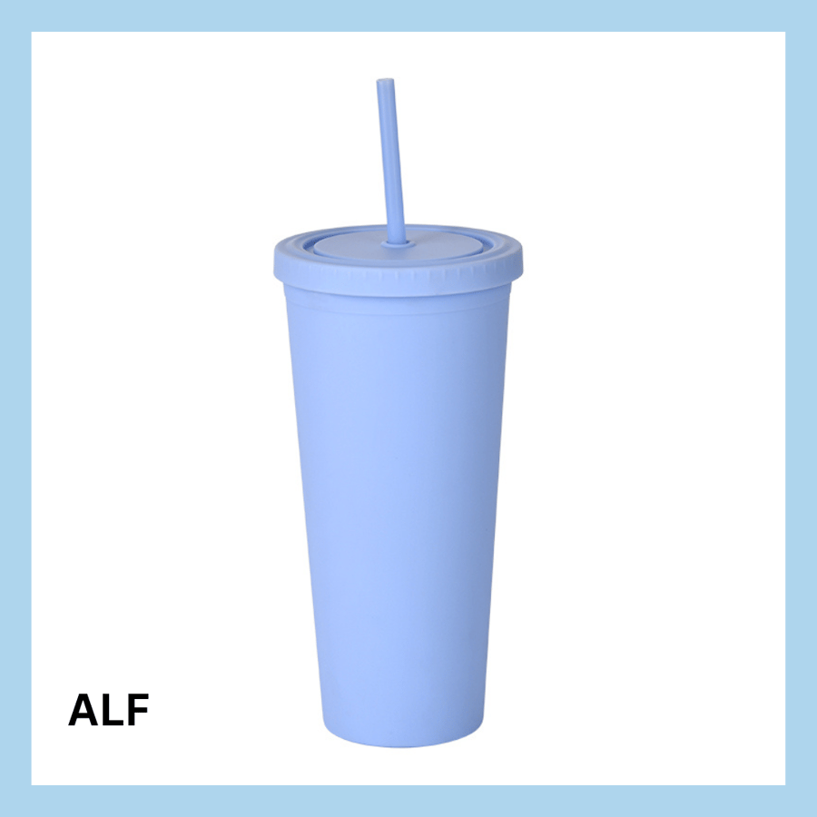 700ml glas með röri – 17 litir - A9