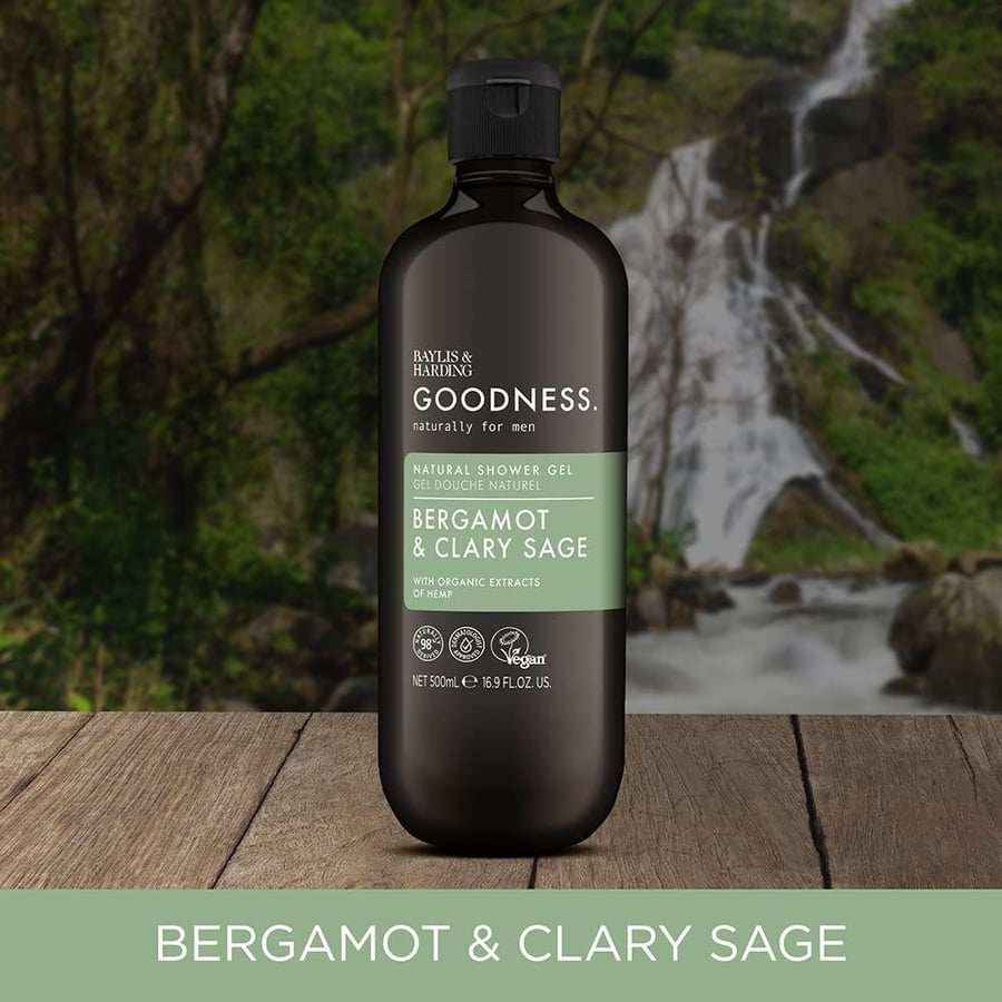 Baylis & Harding Goodness Náttúrulega Sturtusápa fyrir Herra Bergamot & Clary Sage  500 ml