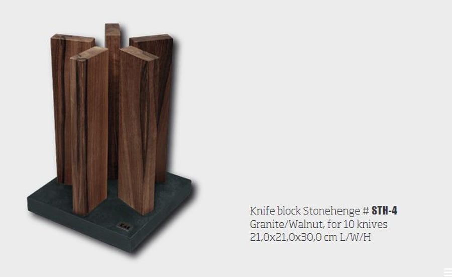 KAI Stonehange Walnut hnífastandur 5 súlur
