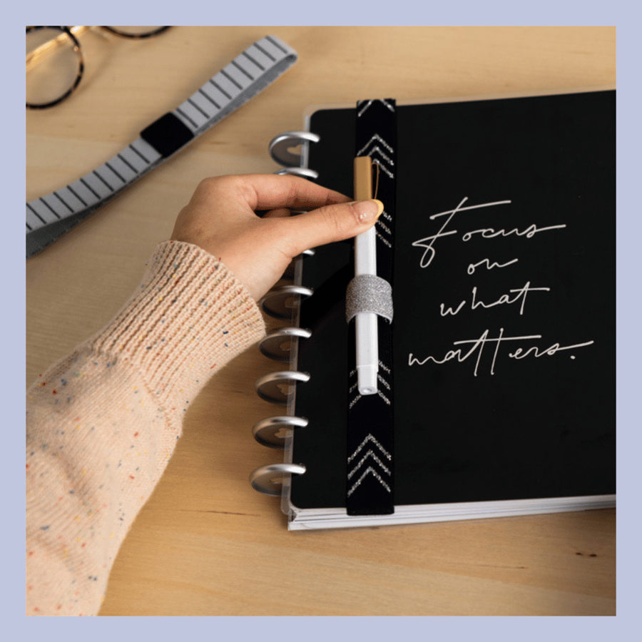 The Happy Planner – Teygja fyrir dagbækur - Svartur og silfur