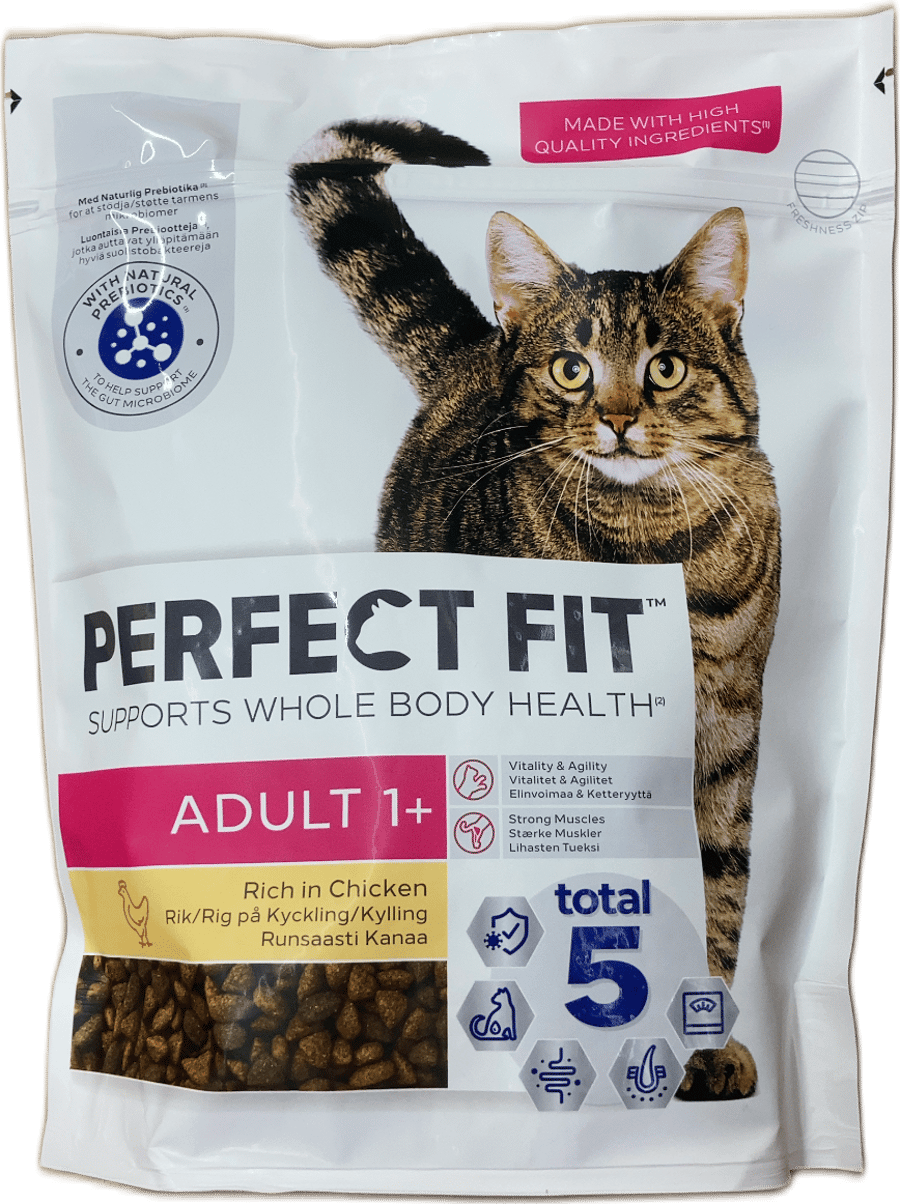 Perfect Fit fyrir fullorðna ketti 1+ ríkt af kjúklingi 750 g