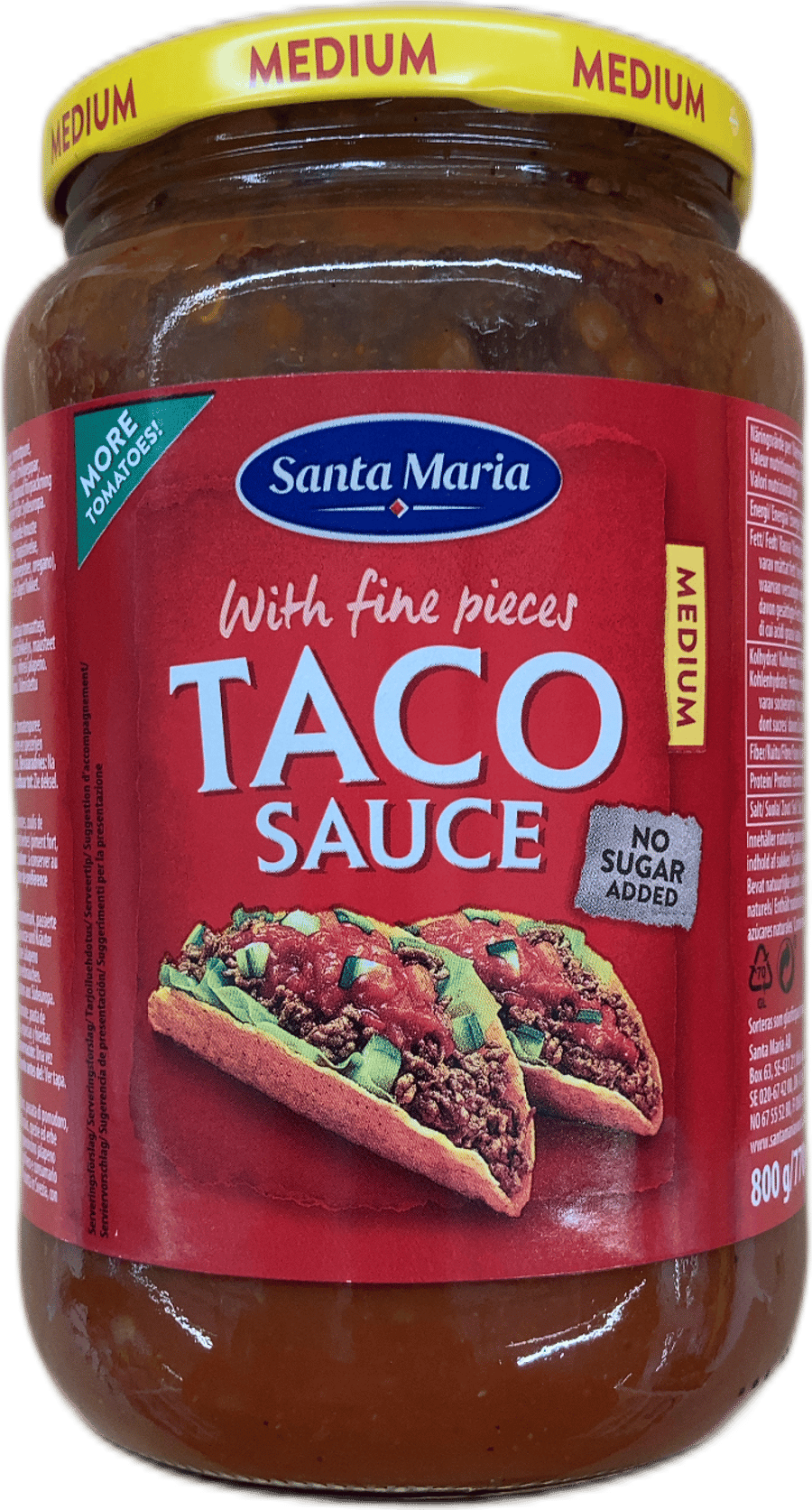 Santa Maria taco sósa meðalsterk með fínum bitum 800 g