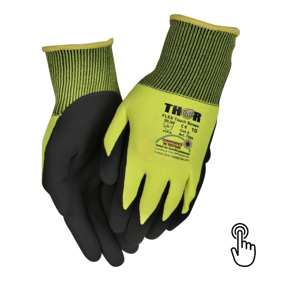 Thor 7324 Flex Touch Screen HiViz nítril hanskar