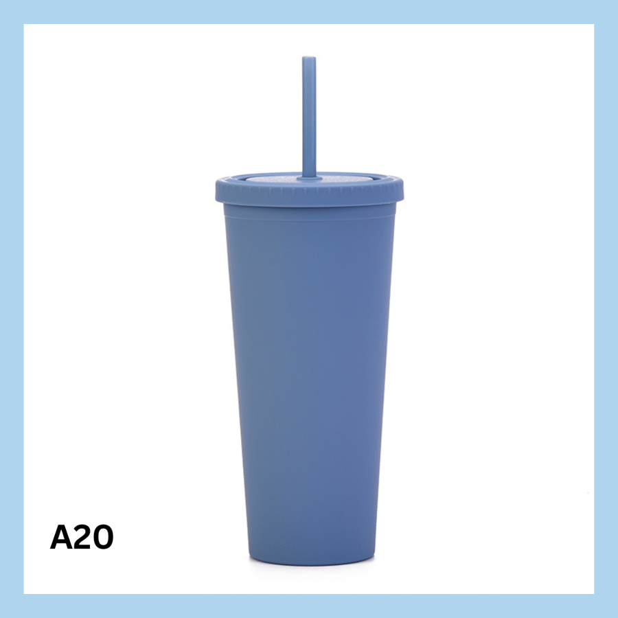 700ml glas með röri – 17 litir - A9