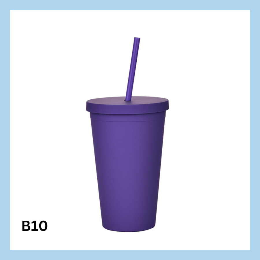 450ml glas með röri – 10 litir - B7