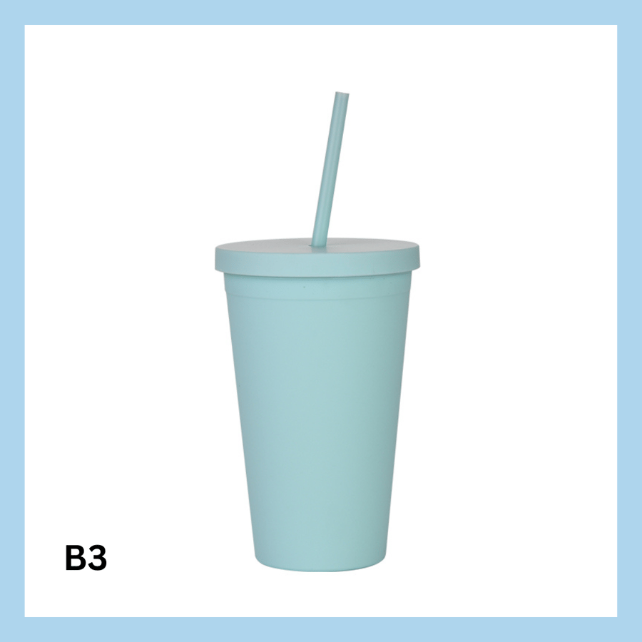 450ml glas með röri – 10 litir - B7