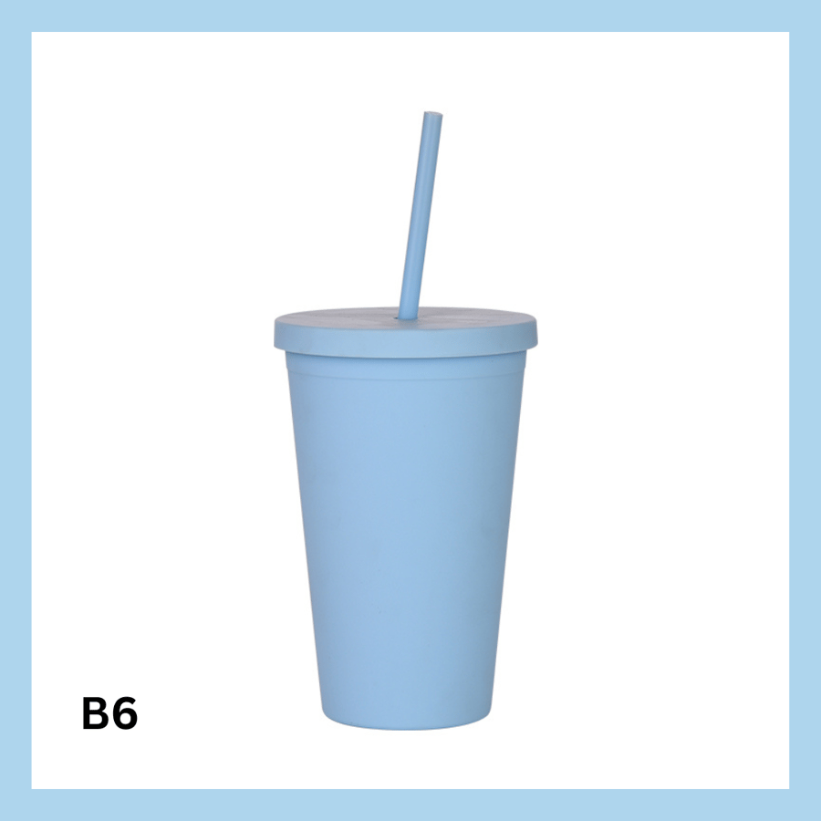 450ml glas með röri – 10 litir - B7