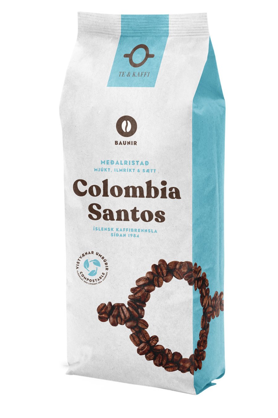 Te & Kaffi Colombia Santos Kaffibaunir 400 g