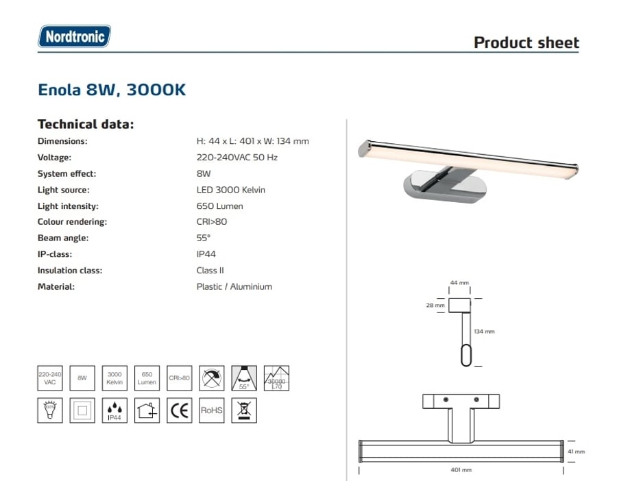Enola 8W 3000K IP44