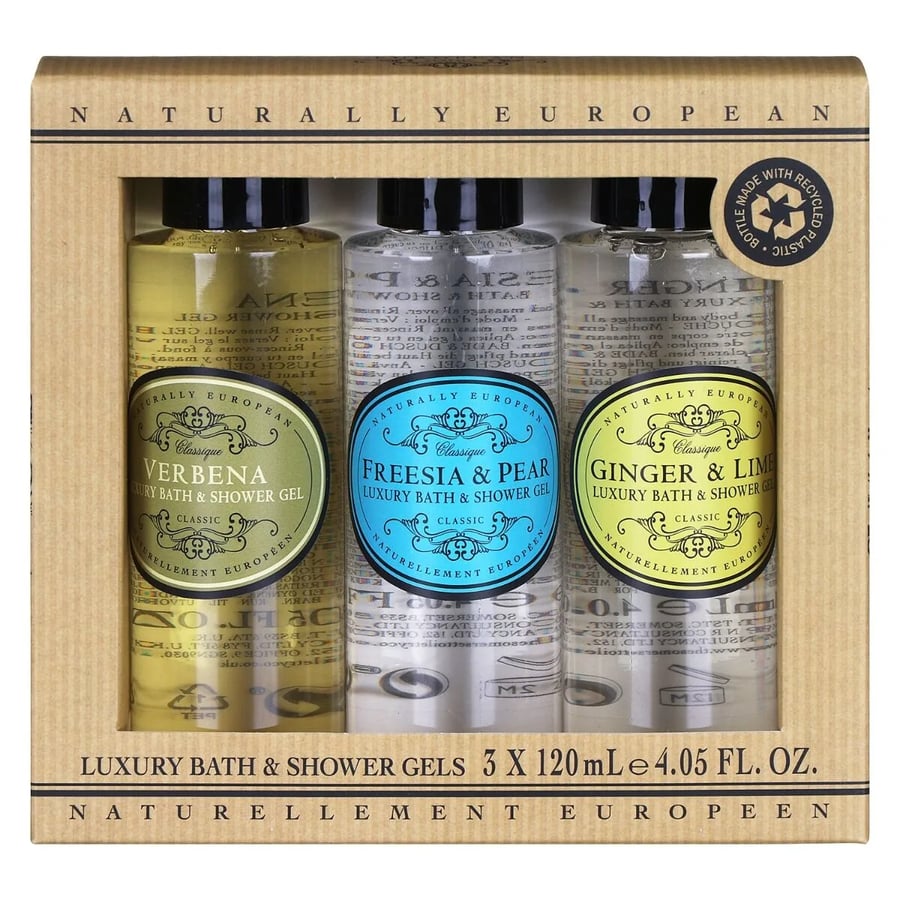 Naturally European Sturtusápur Verbena, Ginger & Lime, Freesia Pear ilmum 3 x 120 ml