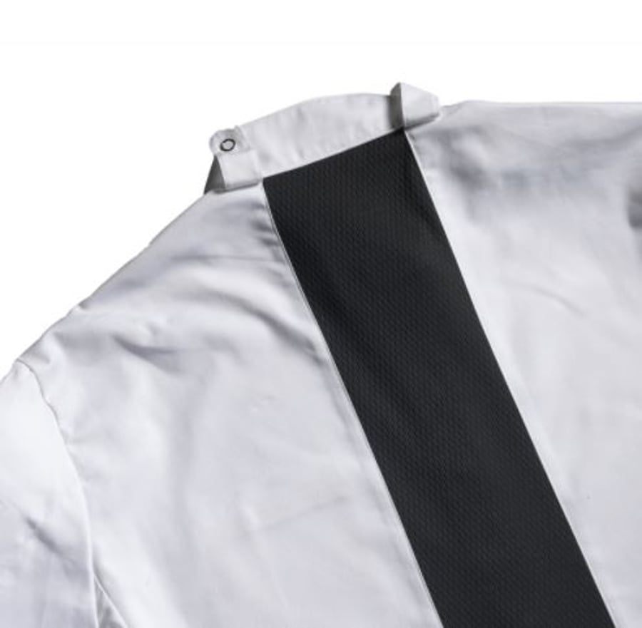 Kokkajakki hvítur með svartri rönd á baki 2XL