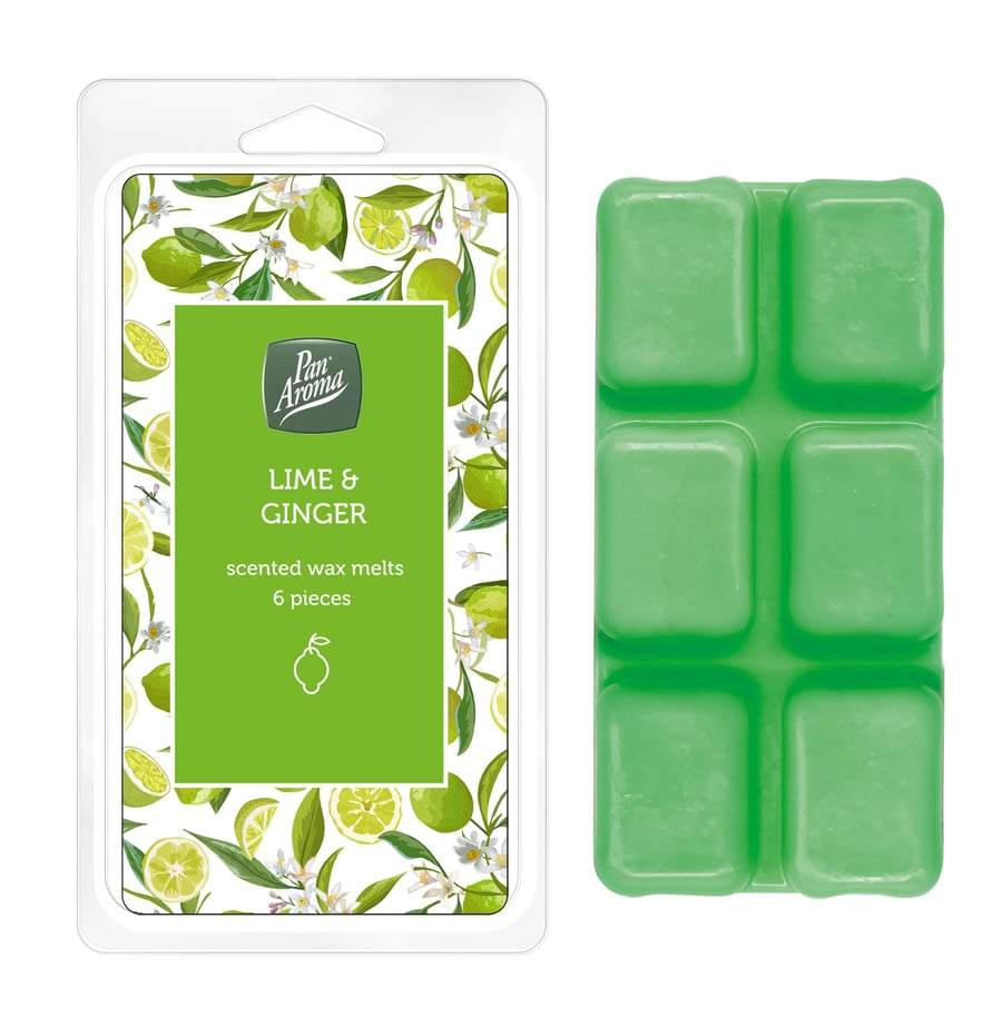 Pan Aroma vax kubbar fyrir ilmolíu lampa með ilm af Lime & Ginger 6 stk