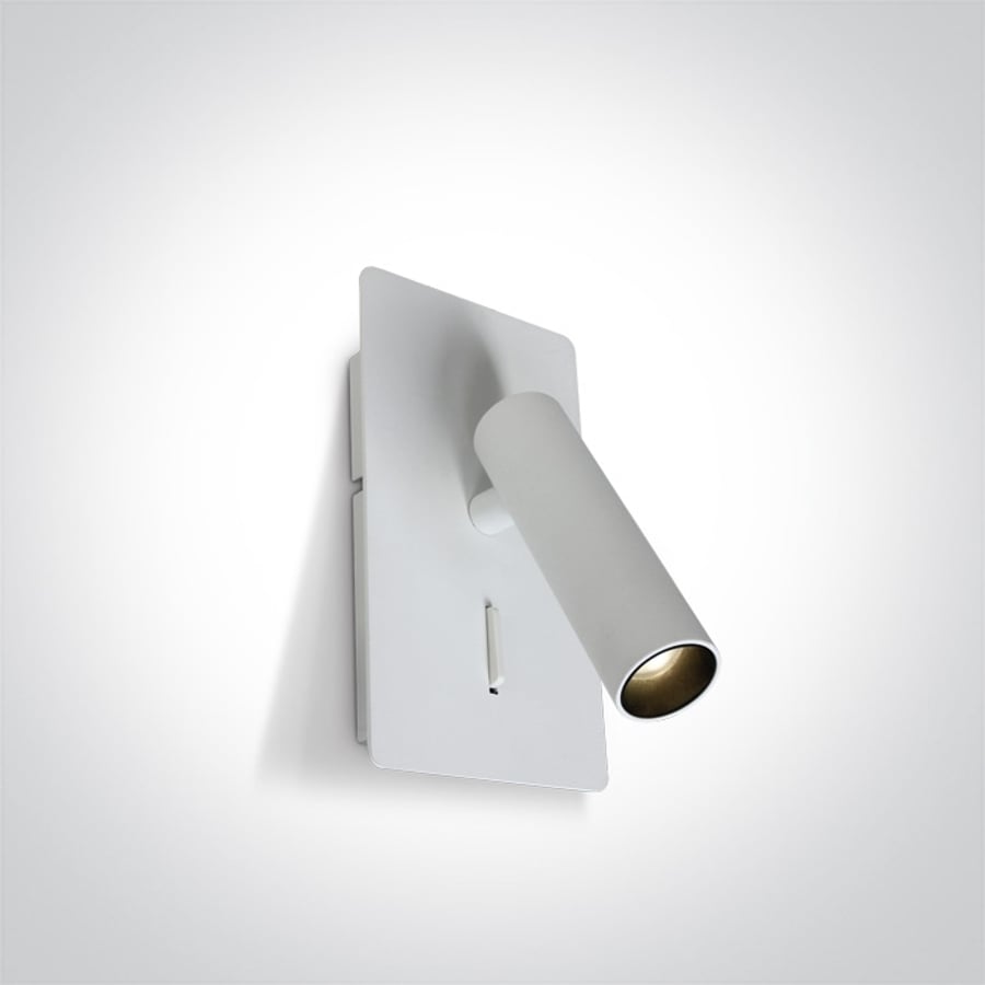 White 3W COB LED bedside adjustable fitting with USB charging socket and switch