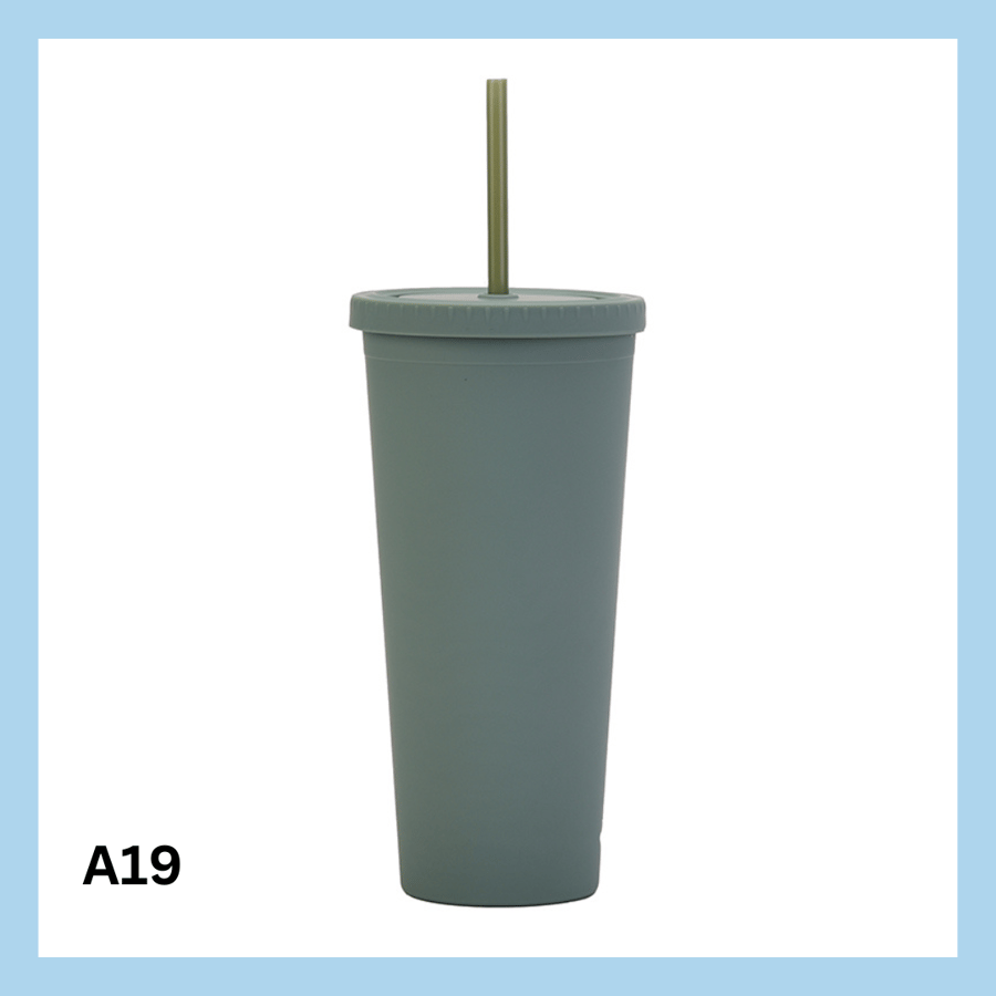 700ml glas með röri – 17 litir - A9