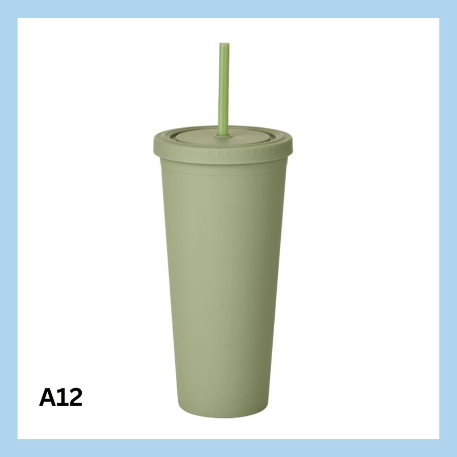 700ml glas með röri – 17 litir - A9
