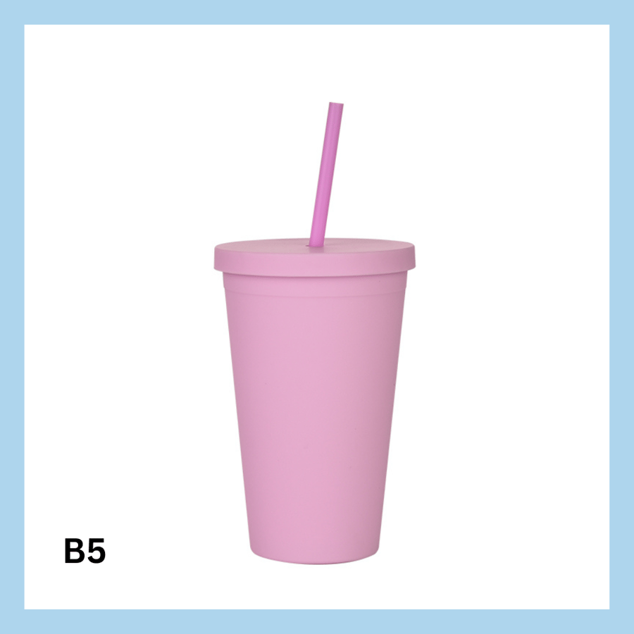 450ml glas með röri – 10 litir - B7