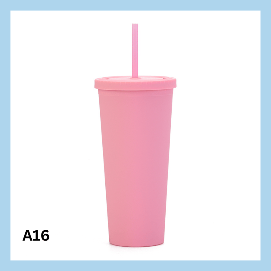 700ml glas með röri – 17 litir - A9