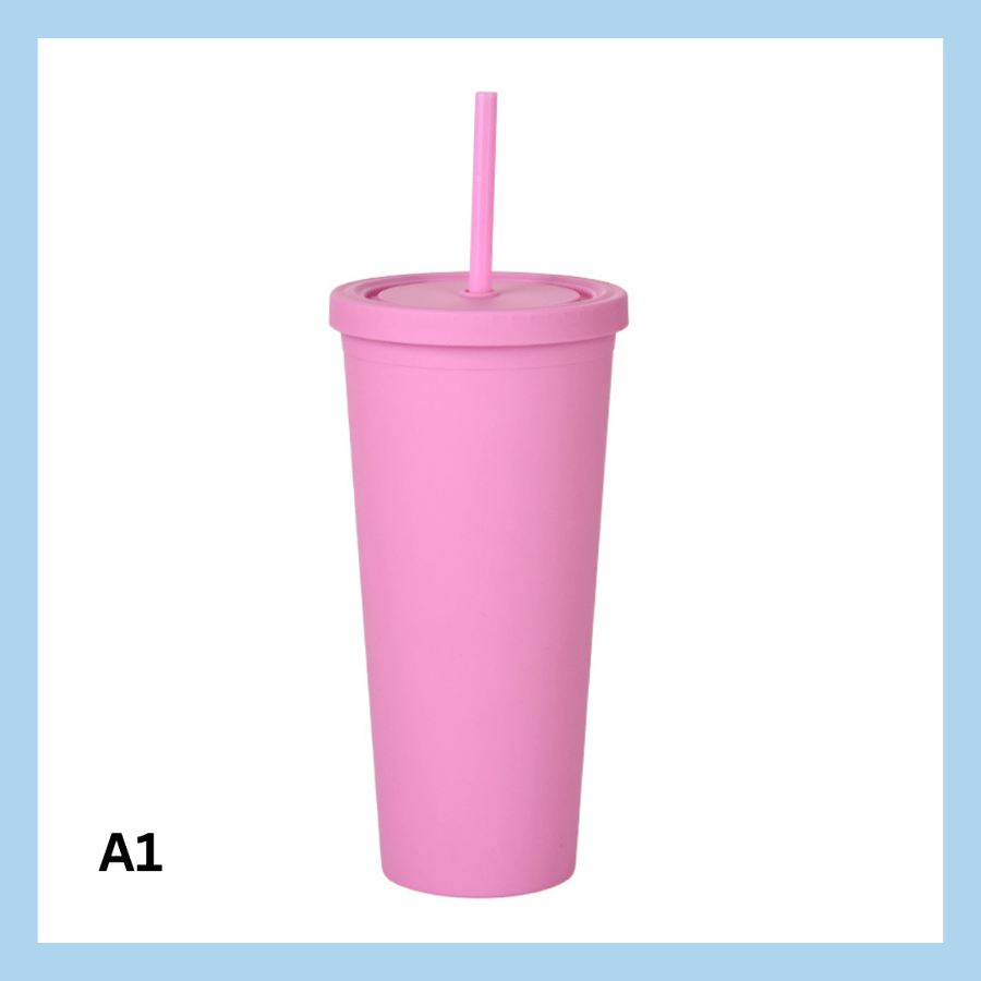 700ml glas með röri – 17 litir - A9