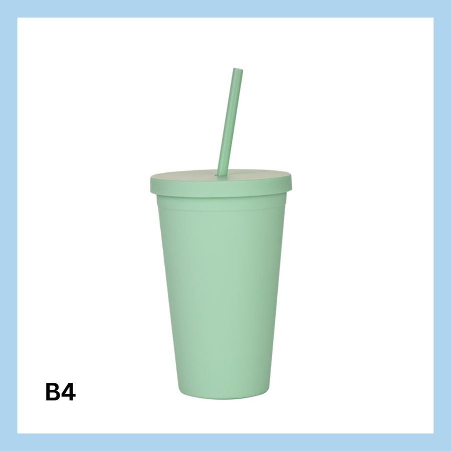 450ml glas með röri – 10 litir - B7