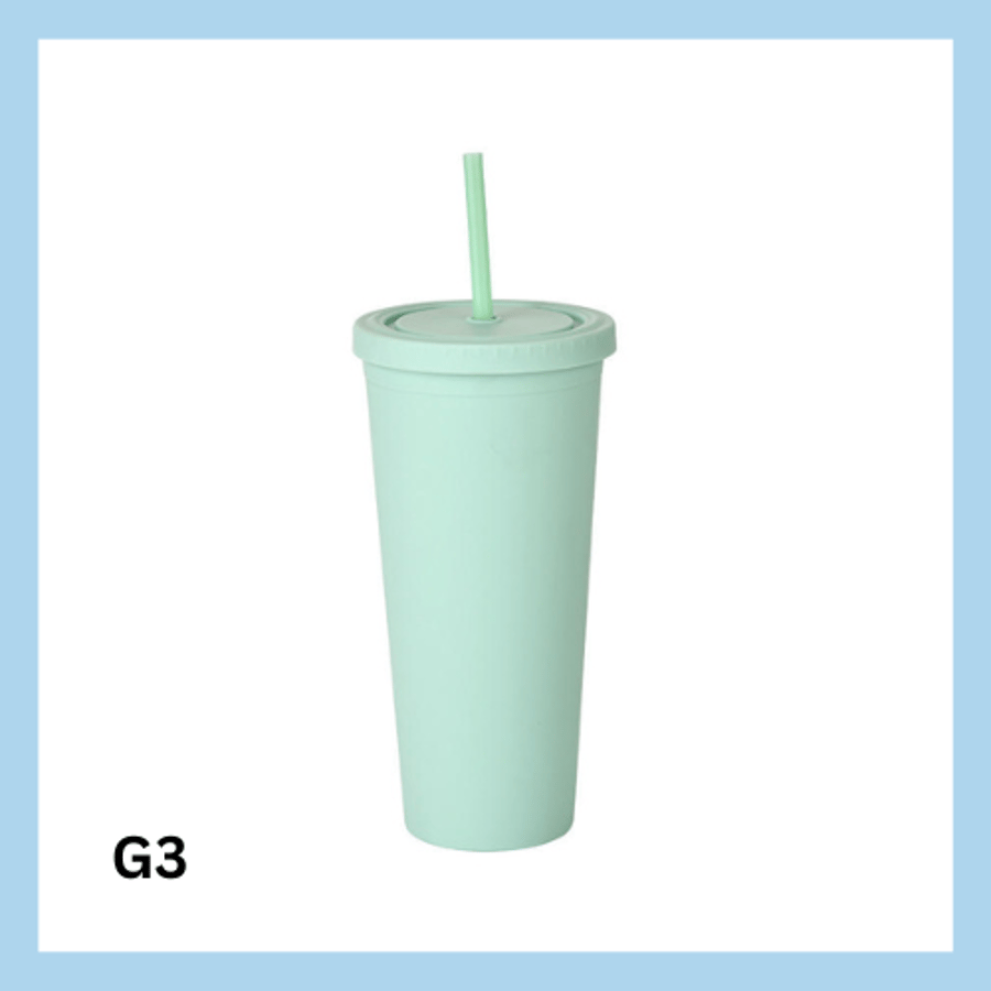 Glas með röri 700ml- 22 litir