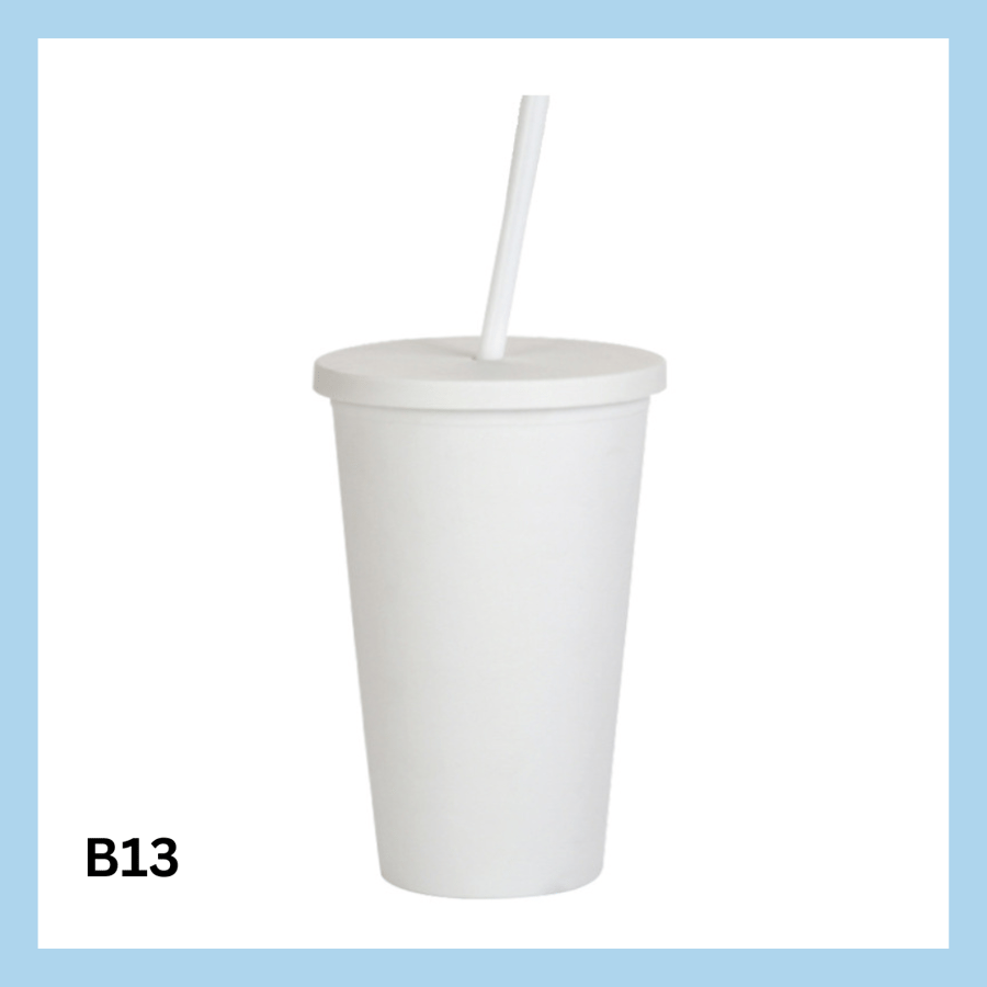 450ml glas með röri – 10 litir - B7