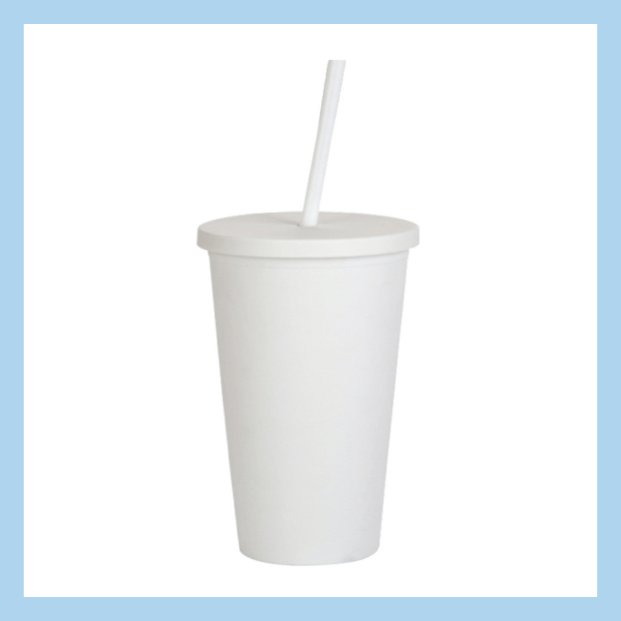 450ml glas með röri – 10 litir - B13