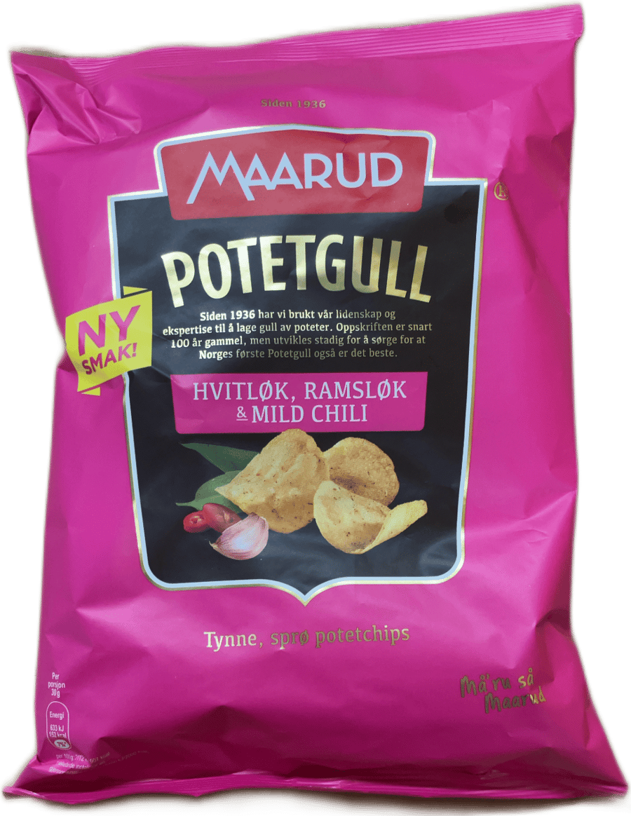 Maarud kartöfluflögur með hvítlauk, ramslauk og mildum chili 200 g