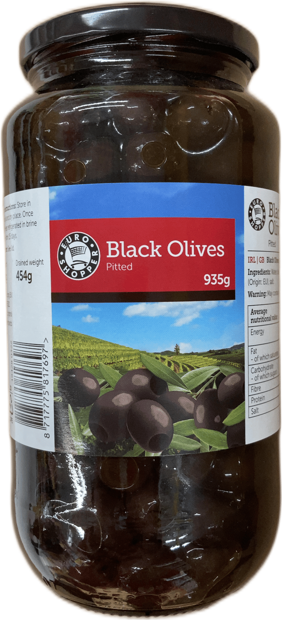 Euro Shopper svartar steinlausar ólífur 935 g