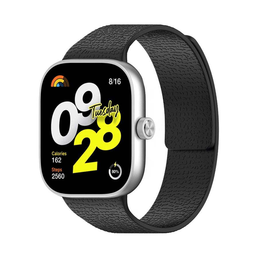 Xiaomi Smart Band 8/9/10 Pro - Redmi Watch 4/5/6 (W016) - Svört sílikon ól m. segli