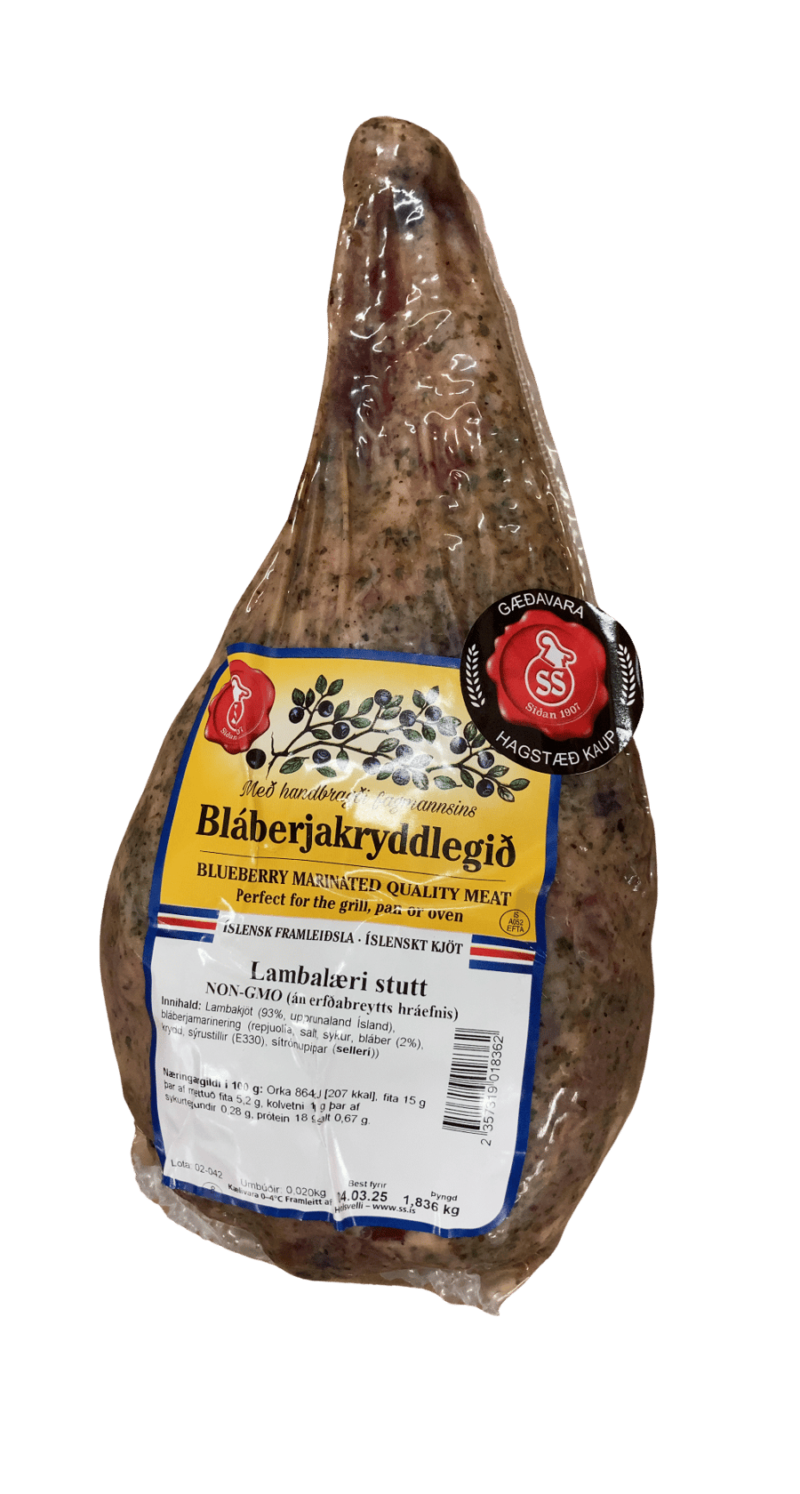 SS Bláberjakryddlegið lambalæri stutt 1836 g