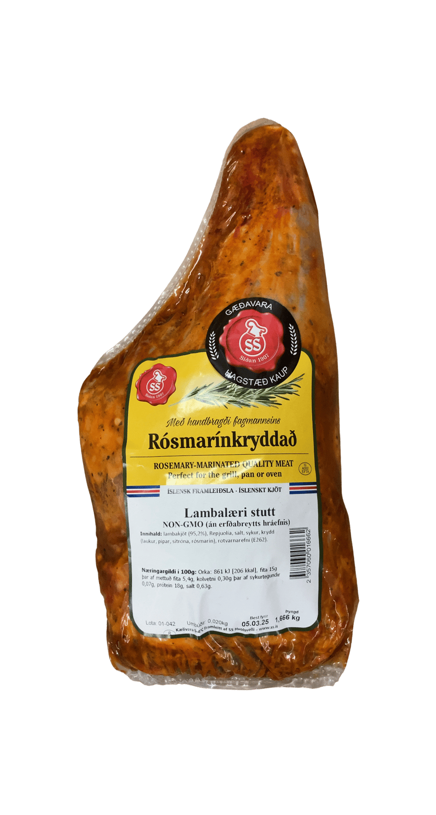 SS Rósmarínkryddað Lambalæri stutt 1666 g