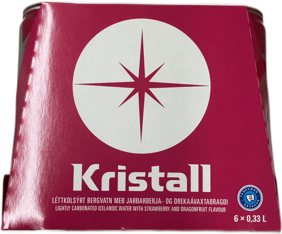 Kristall Léttkolsýrt Bergvatn Jarðarberja- og Drekaávaxtabragð 6 x 330 ml
