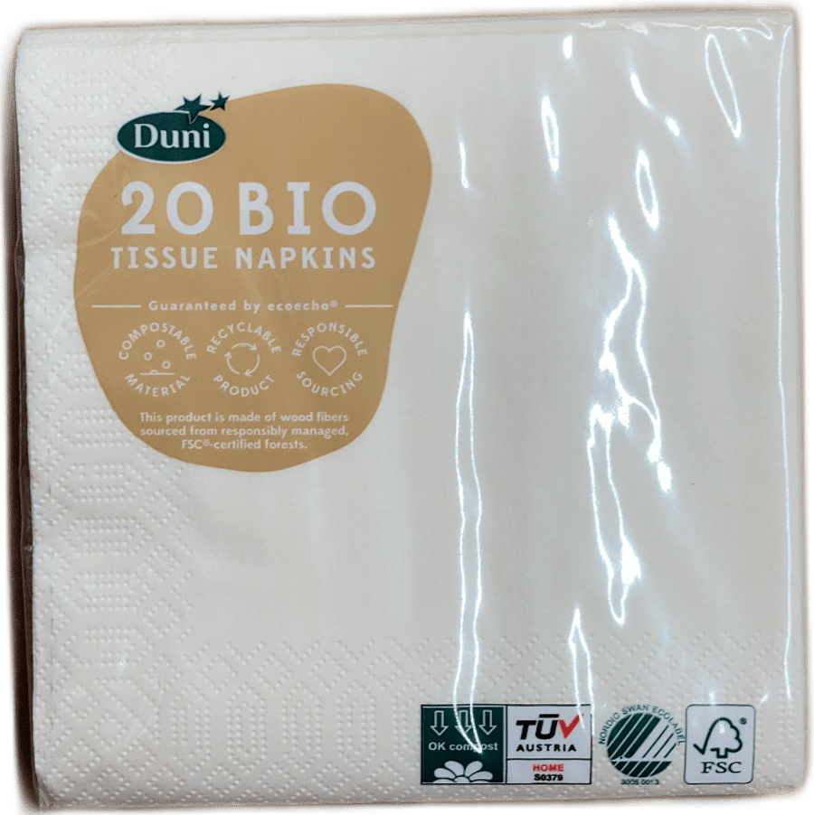 Duni Bio Tissue servíettur jarðlitaðar krem 20 stk
