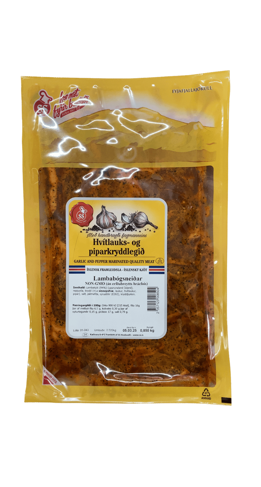 SS Hvítlauks- og piparkryddlegnar lambabógsneiðar 850 g