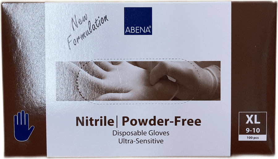 Abena nítríl púðurlausir einnota hanskar Ultra-Sensitive XL 100 stk