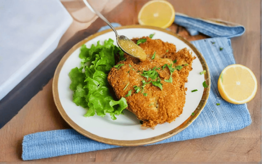 Vegan snitzel og kartöflubátar (V)
