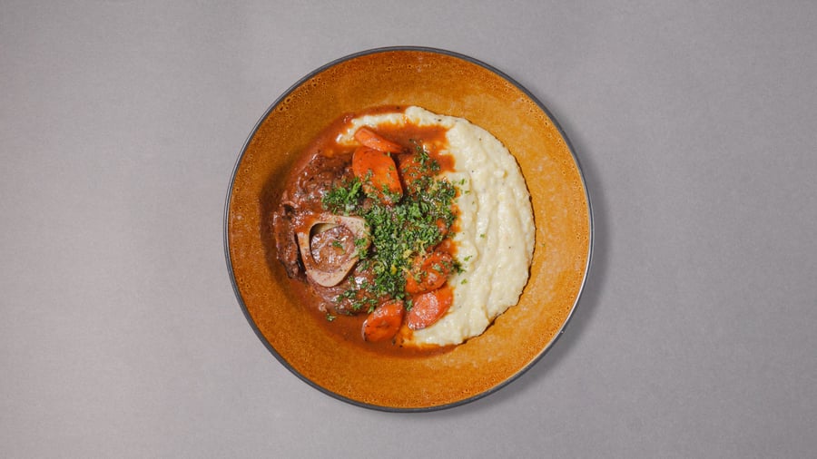 Maccheroni Pasta con sous vide Osso Buco