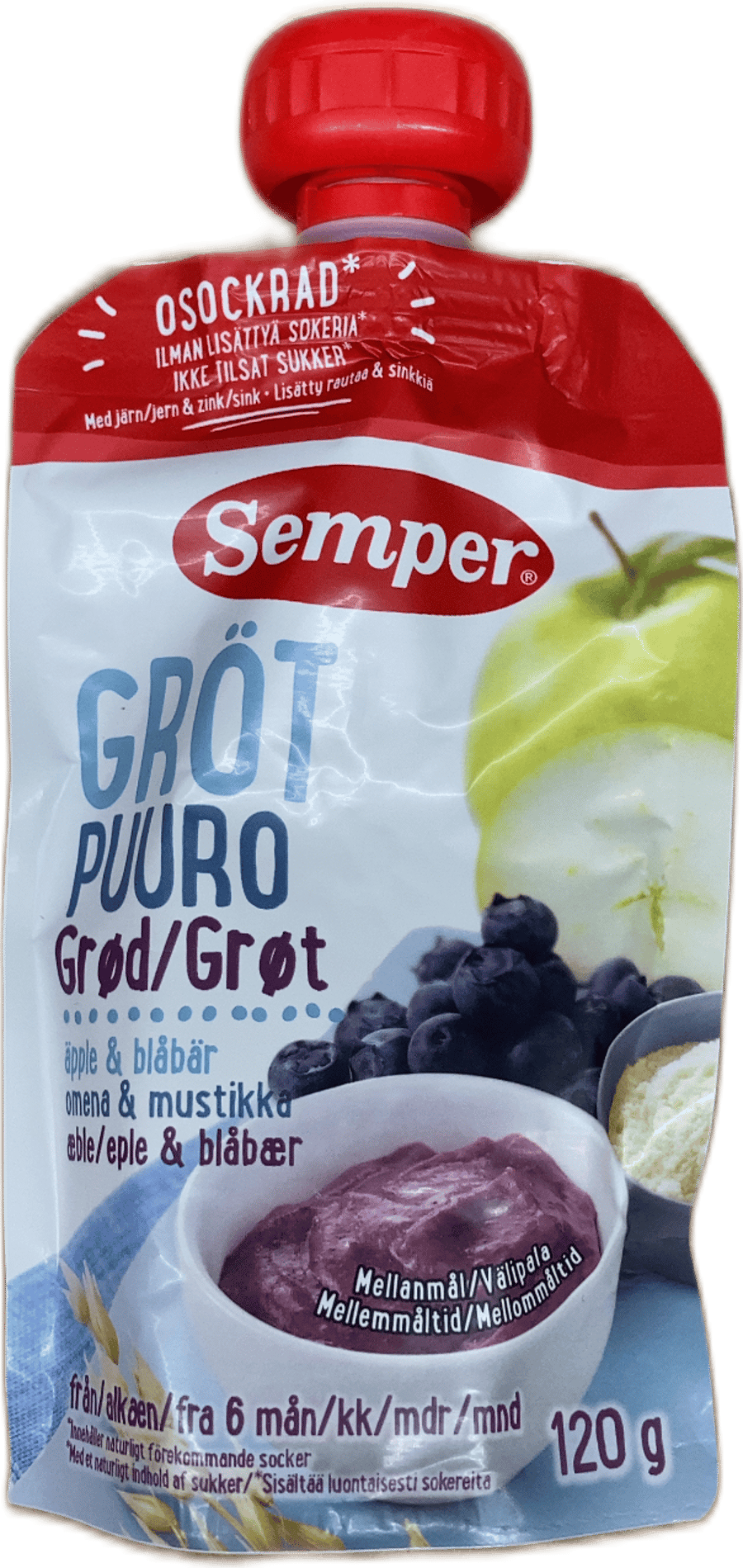 Semper epla- og bláberjagrautur 120 g