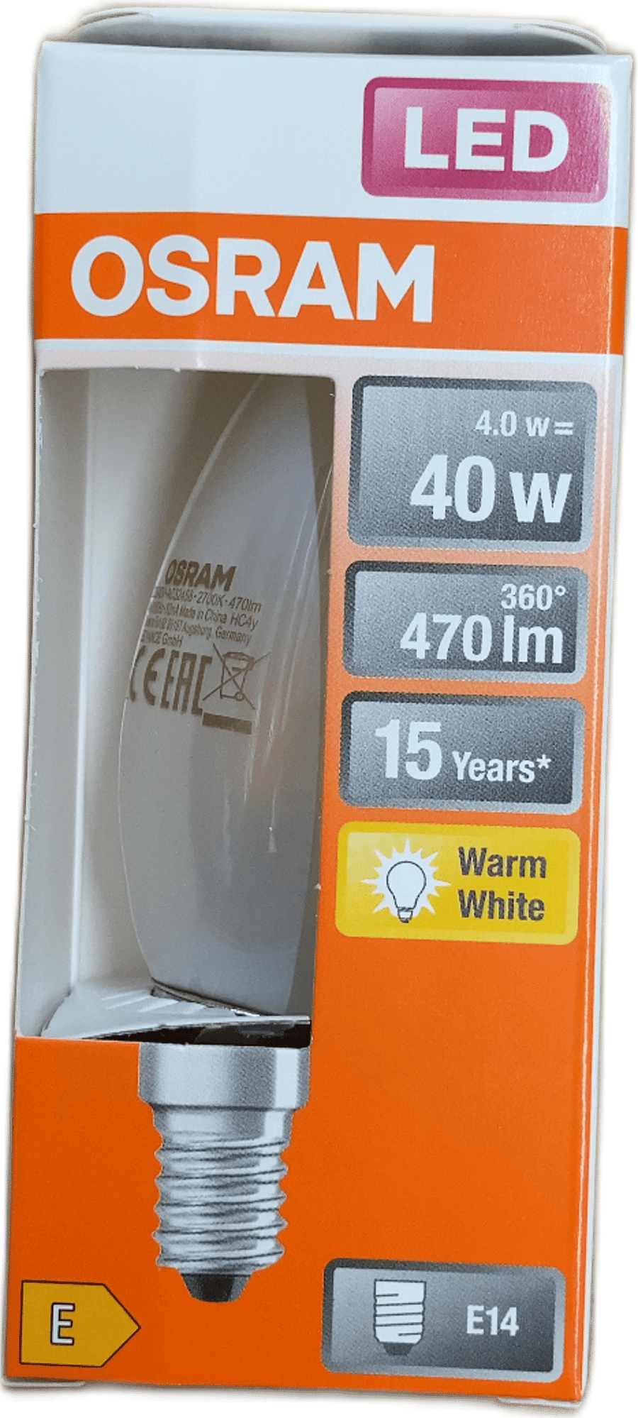 Osram LED-ljósapera hlýhvít E14 4 W 470 lm 2700 K