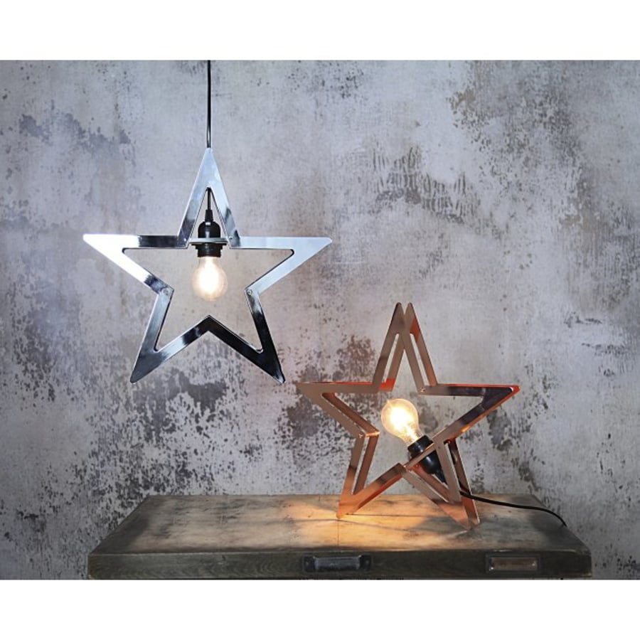 Metal stjarna - kopar 36 cm.