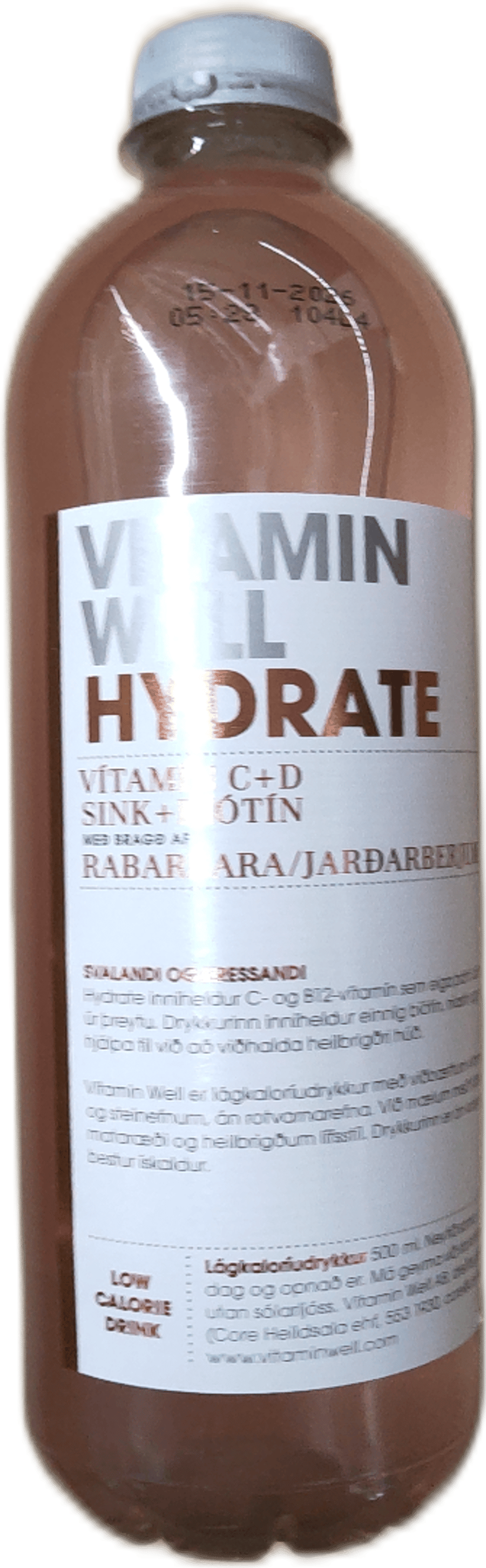Vitamin Well Hydrate C+D Rabarbara/Jarðarber 500 ml