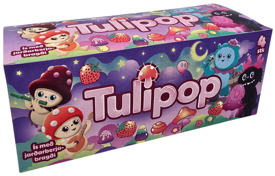 Kjörís Tulipop jarðarberjaís 4 stk.