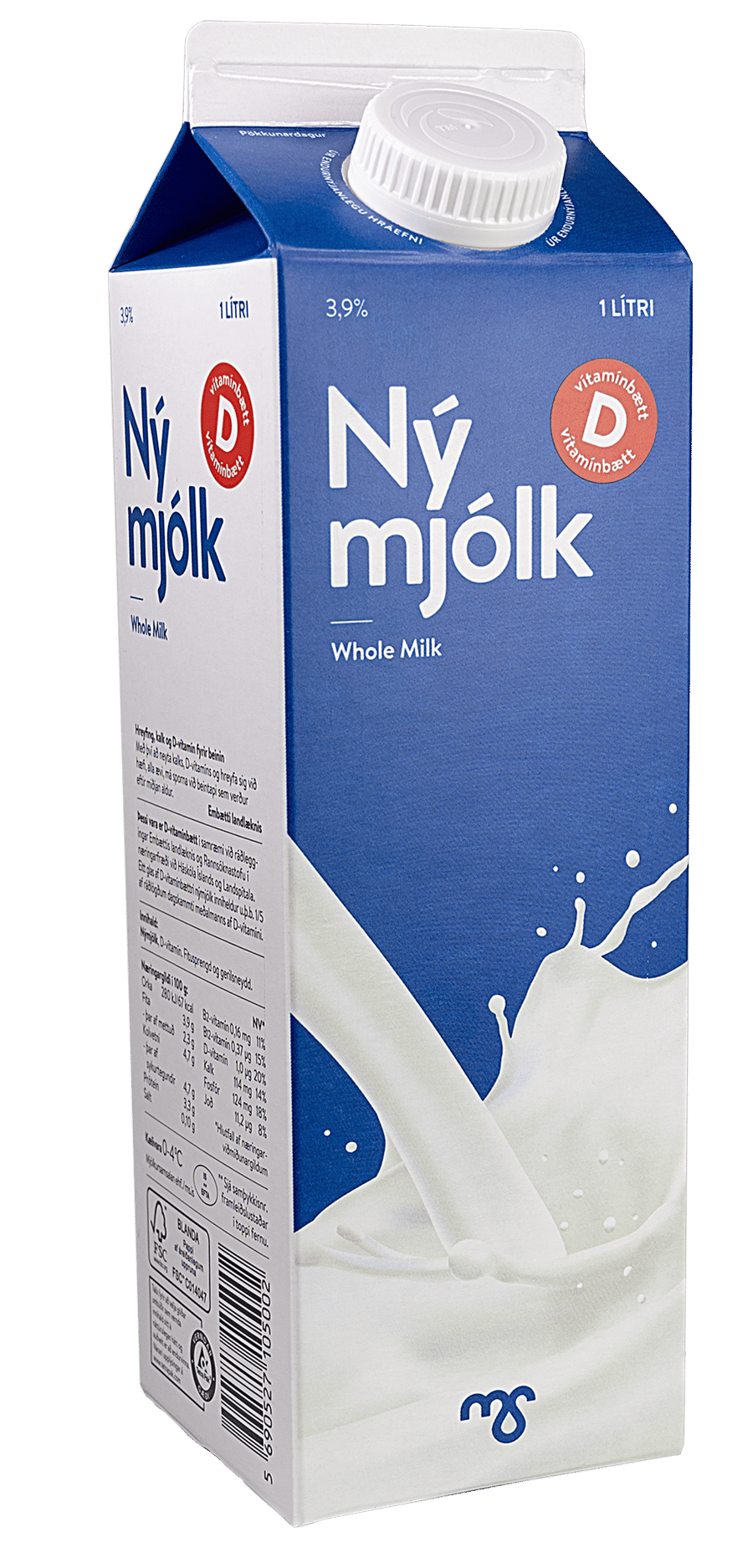 MS nýmjólk D-vítamínbætt 1 l