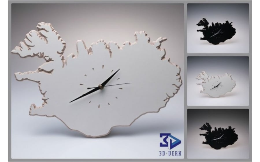 Falleg Íslandsklukka úr krossvið