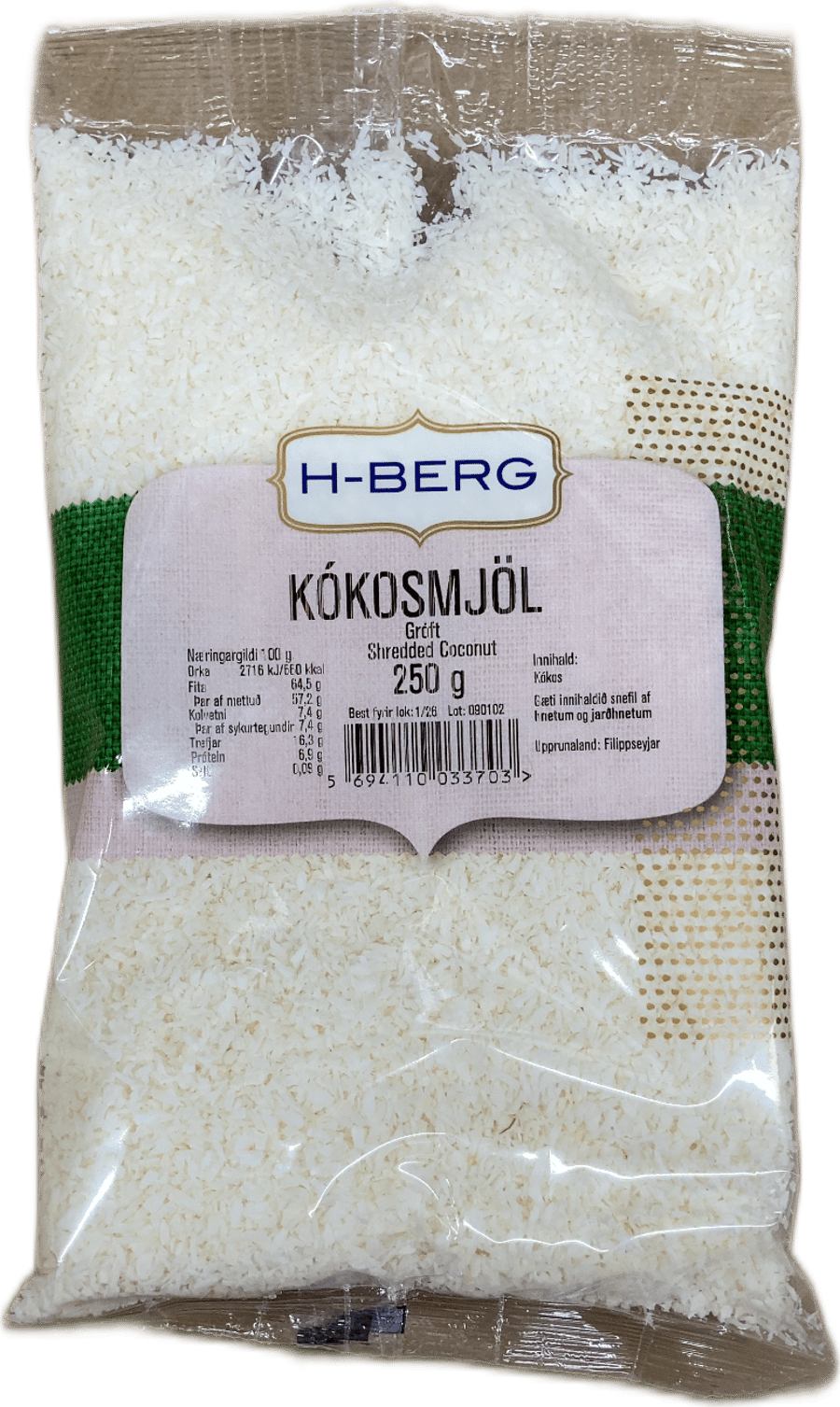 H-Berg Kókosmjöl Gróft 250 g