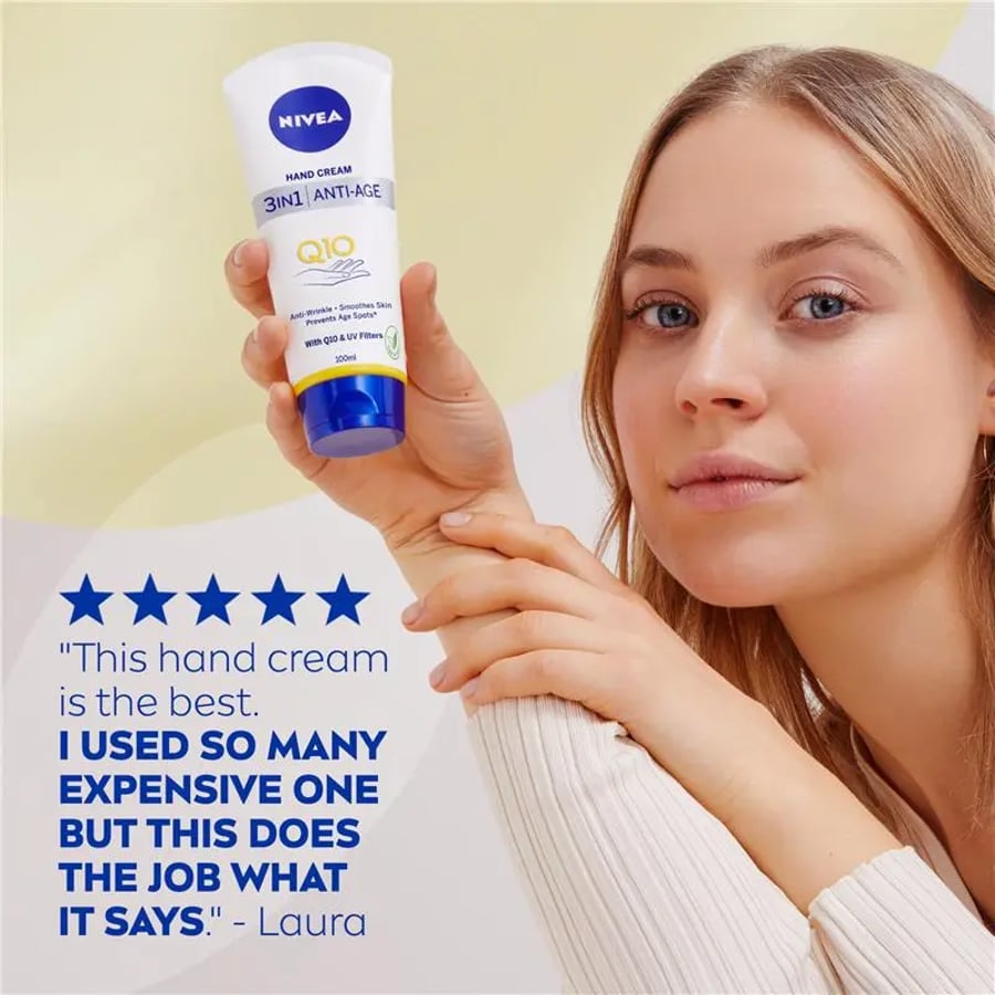Nivea Q10 3 in 1 Handáburður sem vinnur gegn öldrunareinkennum húðarinnar 100 ml